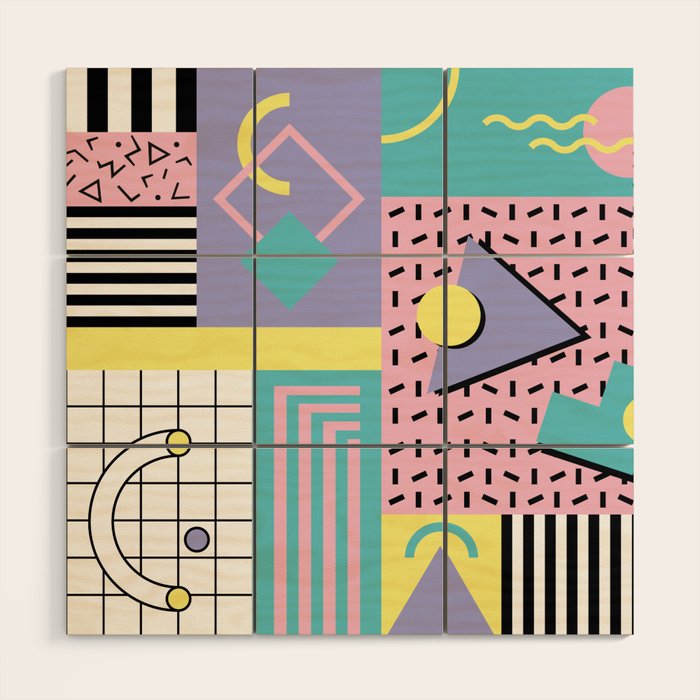 Memphis Pattern 27 - 80s - 90s Retro / 1st year anniversary design Wood Wall Art Gallery Image 1