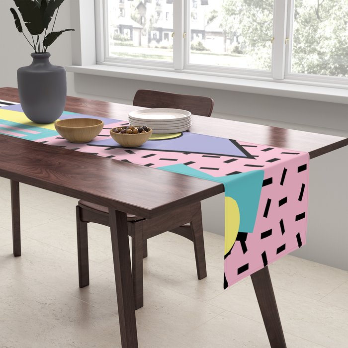 Memphis Pattern 27 - 80s - 90s Retro / 1st year anniversary design Table Runner Gallery Image 2