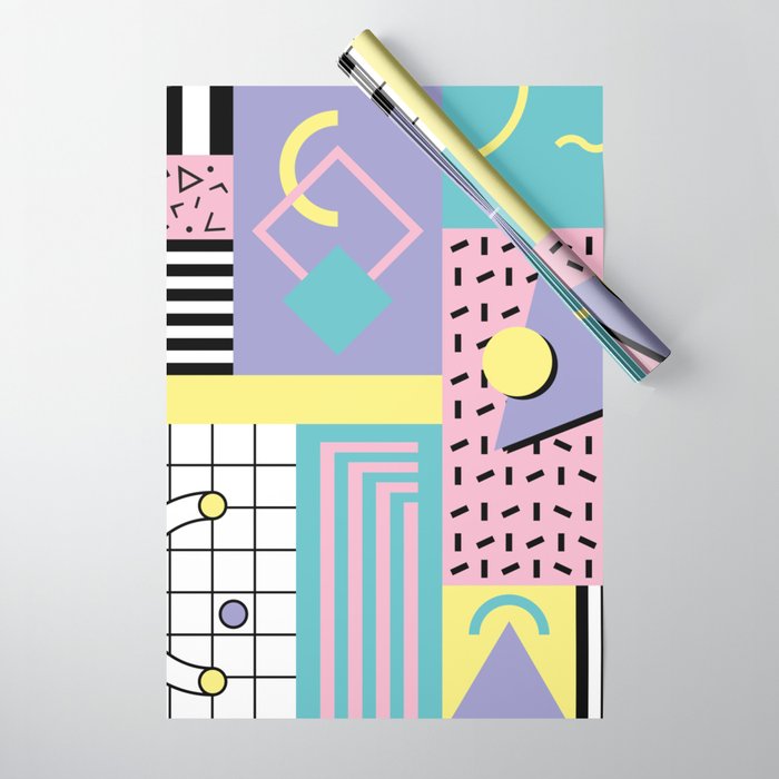 Memphis Pattern 27 - 80s - 90s Retro / 1st year anniversary design Wrapping Paper Gallery Image 1