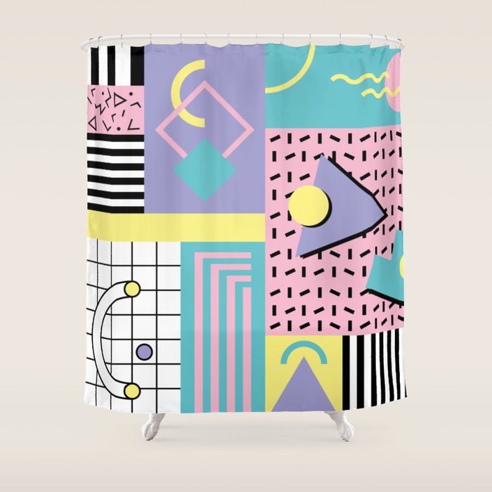 Memphis Pattern 27 - 80s - 90s Retro / 1st year anniversary design Shower Curtain Gallery Image 1