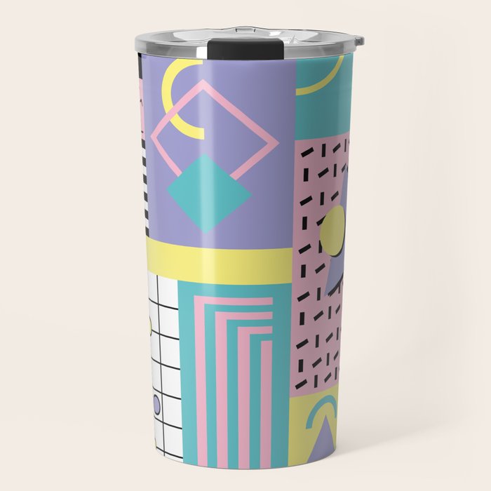 Memphis Pattern 27 - 80s - 90s Retro / 1st year anniversary design Travel Mug Gallery Image 1