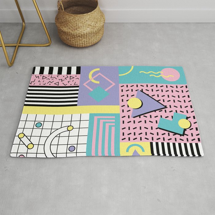 Memphis Pattern 27 - 80s - 90s Retro / 1st year anniversary design Rug Gallery Image 1