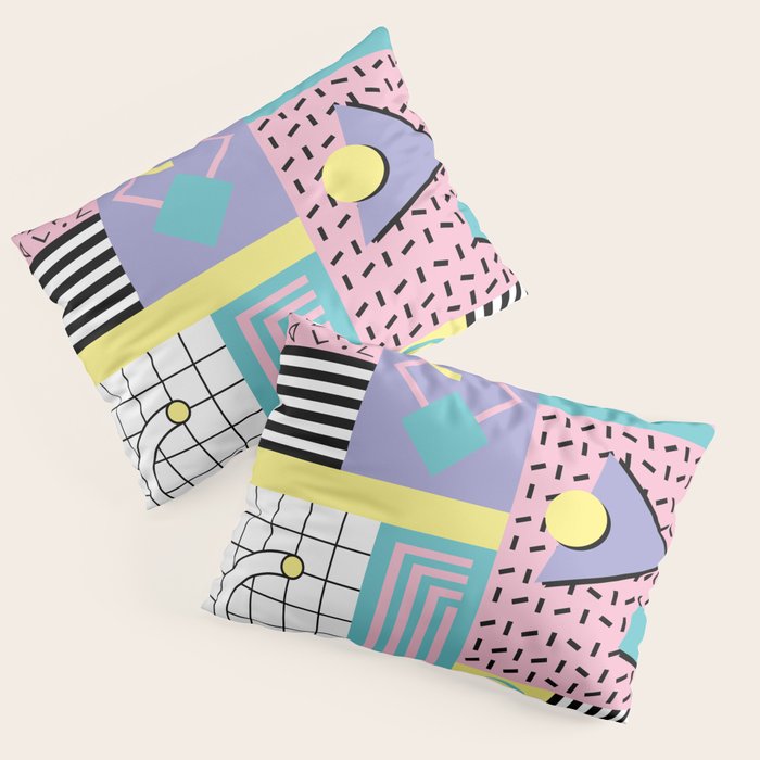 Memphis Pattern 27 - 80s - 90s Retro / 1st year anniversary design Pillow Sham Gallery Image 1
