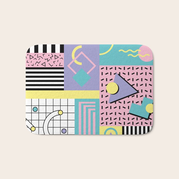Memphis Pattern 27 - 80s - 90s Retro / 1st year anniversary design Bath Mat Gallery Image 1
