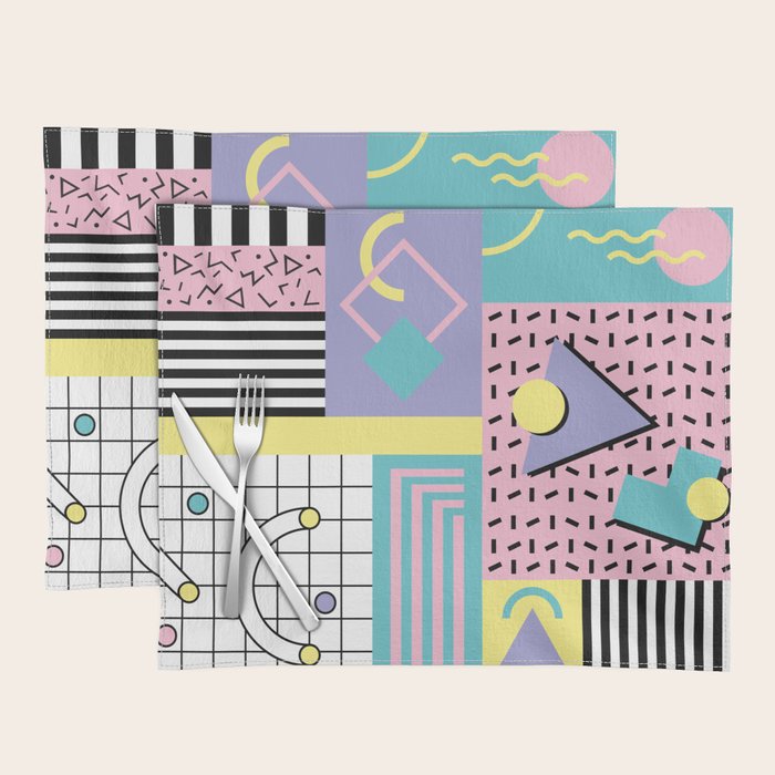Memphis Pattern 27 - 80s - 90s Retro / 1st year anniversary design Placemat Gallery Image 1