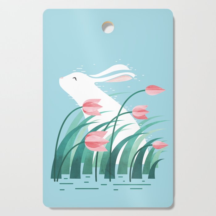 Rabbit Resting, Sky Blue Version Cutting Board Gallery Image 1
