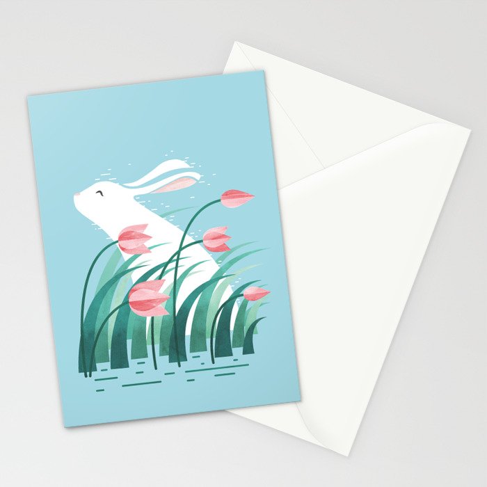 Rabbit Resting, Sky Blue Version Stationery Card Gallery Image 2