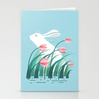 Rabbit Resting, Sky Blue Version Stationery Card Gallery Image 2