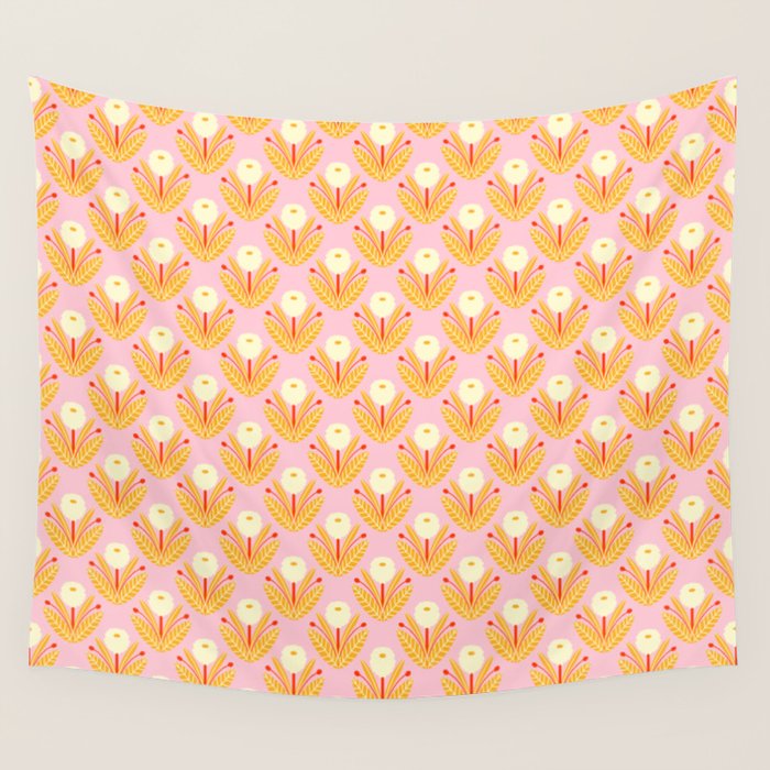 Happy White Dahlias - Pattern Wall Tapestry Gallery Image 4