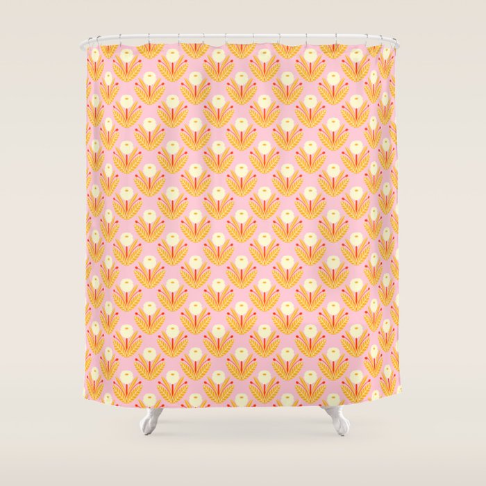 Happy White Dahlias - Pattern Shower Curtain Gallery Image 1