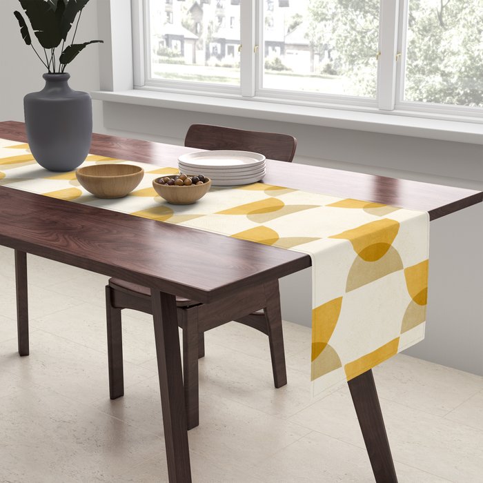 Shape Study in Gold / Geometric Pattern Table Runner Gallery Image 2