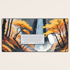 Autumn Falls - A Contemporary Ukiyo-e Nature Landscape Desk Mat Gallery Image 1