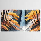 Autumn Falls - A Contemporary Ukiyo-e Nature Landscape Tablecloth Gallery Image 2