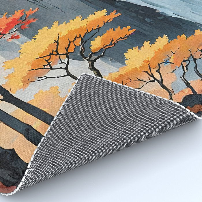 Autumn Falls - A Contemporary Ukiyo-e Nature Landscape Rug Gallery Image 4