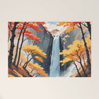 Autumn Falls - A Contemporary Ukiyo-e Nature Landscape Welcome Mat Gallery Image 1