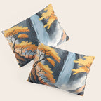 Autumn Falls - A Contemporary Ukiyo-e Nature Landscape Pillow Sham Gallery Image 3