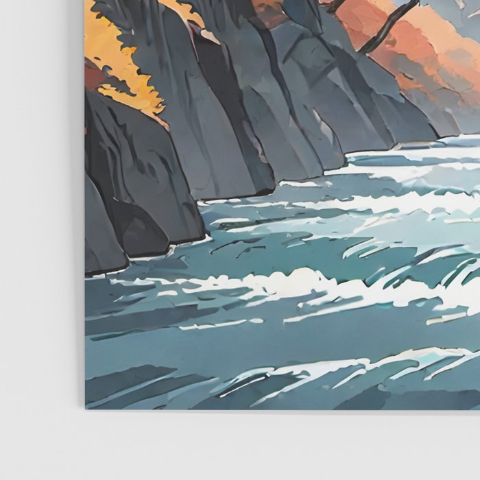 Autumn Falls - A Contemporary Ukiyo-e Nature Landscape Poster Gallery Image 3