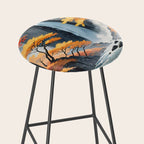 Autumn Falls - A Contemporary Ukiyo-e Nature Landscape Stool Gallery Image 2