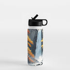 Autumn Falls - A Contemporary Ukiyo-e Nature Landscape Water Bottle Gallery Image 1