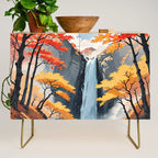 Autumn Falls - A Contemporary Ukiyo-e Nature Landscape Credenza Gallery Image 1
