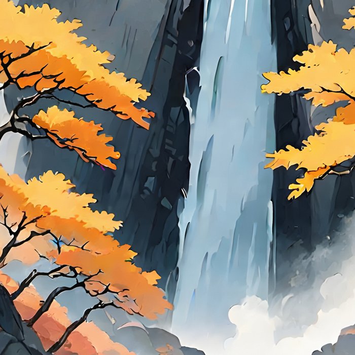 Autumn Falls - A Contemporary Ukiyo-e Nature Landscape Coffee Mug Gallery Image 2