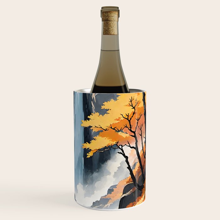 Autumn Falls - A Contemporary Ukiyo-e Nature Landscape Wine Chiller Gallery Image 3