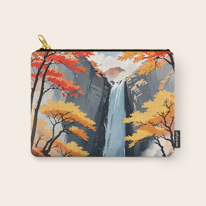 Autumn Falls - A Contemporary Ukiyo-e Nature Landscape Carry All Pouch Gallery Image 1