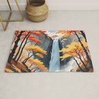 Autumn Falls - A Contemporary Ukiyo-e Nature Landscape Rug Gallery Image 1