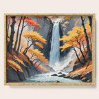 Autumn Falls - A Contemporary Ukiyo-e Nature Landscape Serving Tray Gallery Image 1
