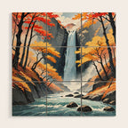 Autumn Falls - A Contemporary Ukiyo-e Nature Landscape Wood Wall Art Gallery Image 1