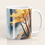 Autumn Falls - A Contemporary Ukiyo-e Nature Landscape Coffee Mug Gallery Image 1