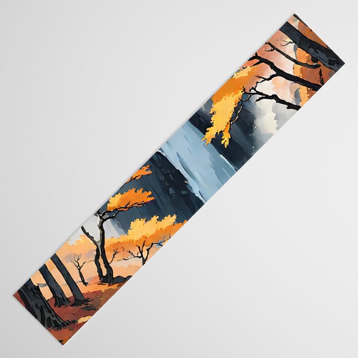 Autumn Falls - A Contemporary Ukiyo-e Nature Landscape Table Runner Gallery Image 3