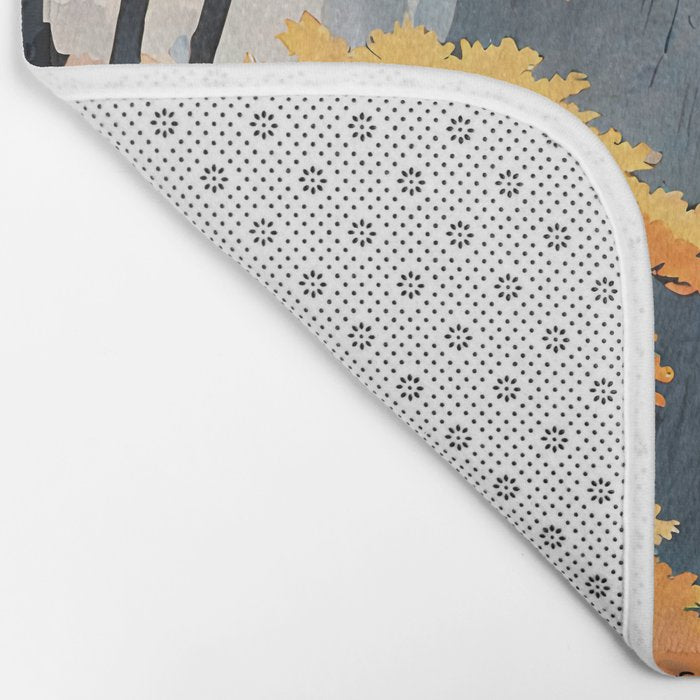 Autumn Falls - A Contemporary Ukiyo-e Nature Landscape Bath Mat Gallery Image 2