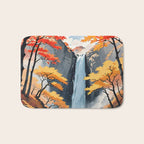 Autumn Falls - A Contemporary Ukiyo-e Nature Landscape Bath Mat Gallery Image 1