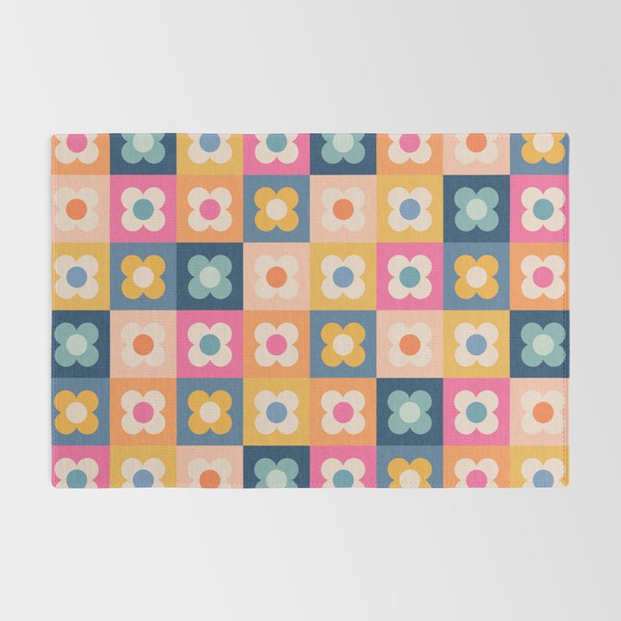 Floral checkerboard Rug Gallery Image 2