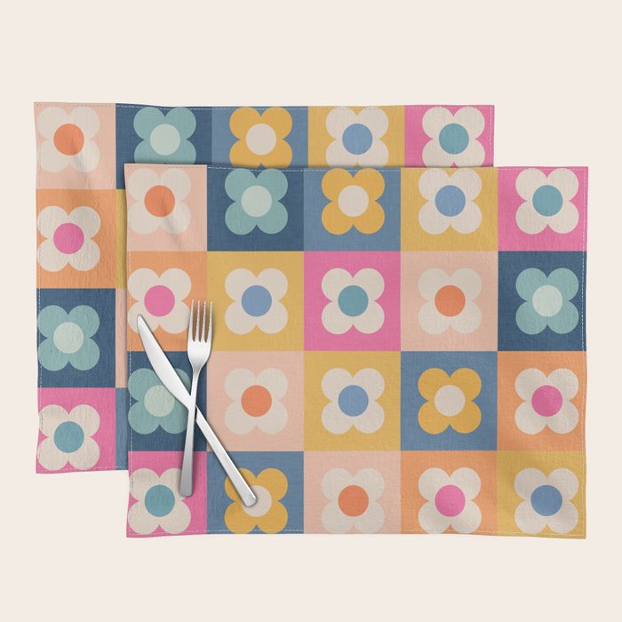 Floral checkerboard Placemat Gallery Image 1