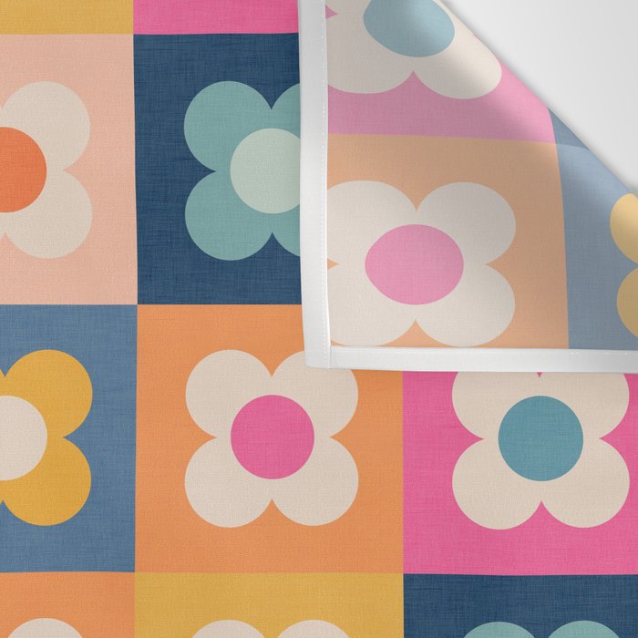 Floral checkerboard Wall Tapestry Gallery Image 3