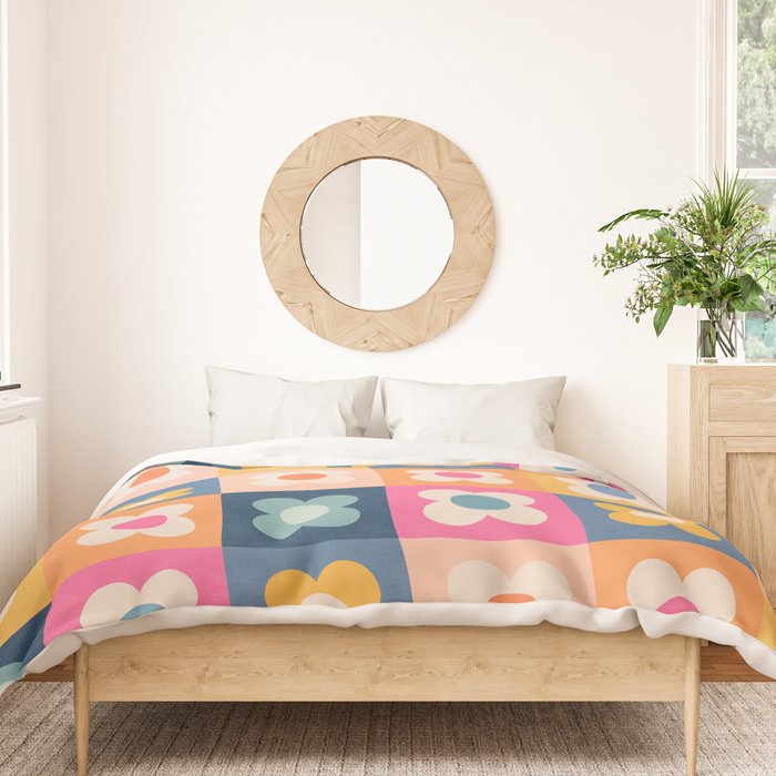Floral checkerboard Duvet Cover Gallery Image 3