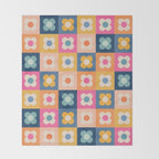 Floral checkerboard Throw Blanket Gallery Image 2