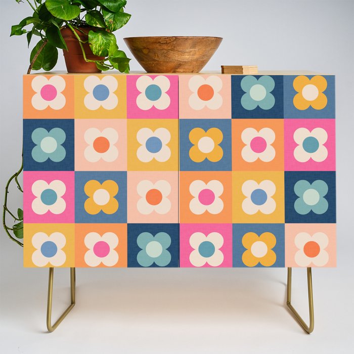 Floral checkerboard Credenza Gallery Image 1