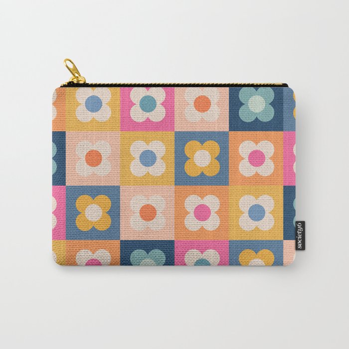 Floral checkerboard Carry All Pouch Gallery Image 1
