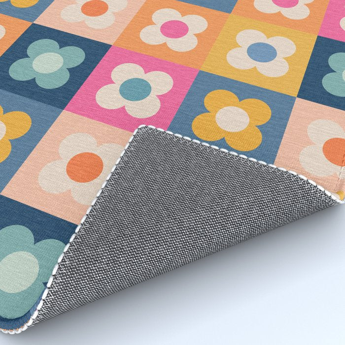 Floral checkerboard Rug Gallery Image 4