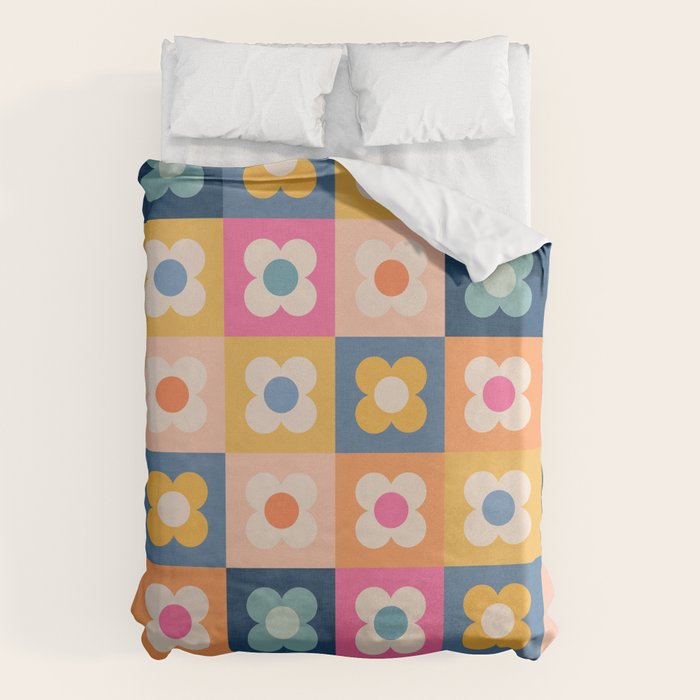 Floral checkerboard Duvet Cover Gallery Image 6