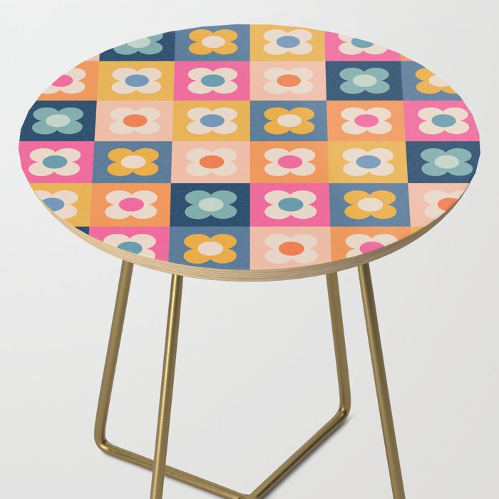 Floral checkerboard Side Table Gallery Image 2