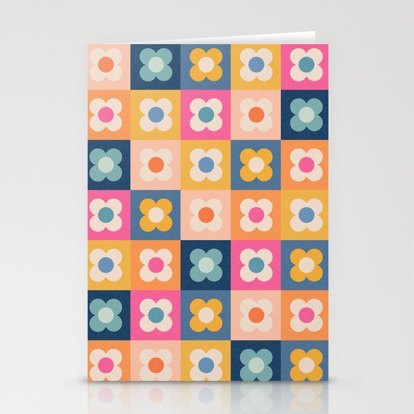 Floral checkerboard Stationery Card Gallery Image 1