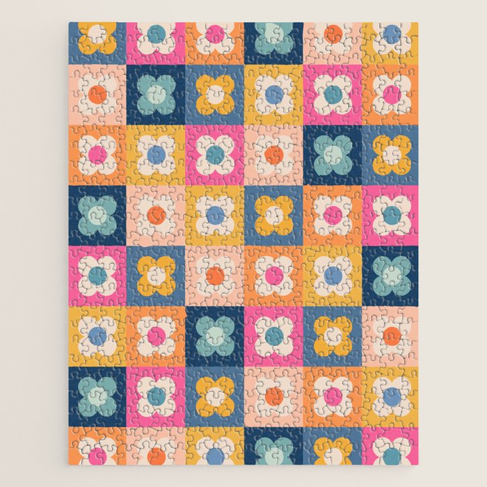 Floral checkerboard Jigsaw Puzzle Gallery Image 1