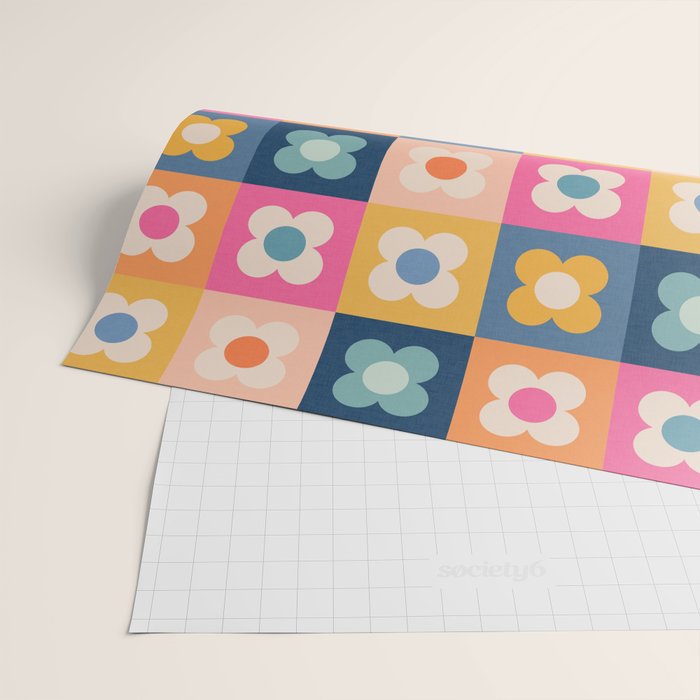 Floral checkerboard Wrapping Paper Gallery Image 2