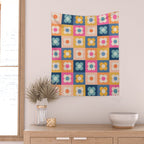 Floral checkerboard Wall Tapestry Gallery Image 2