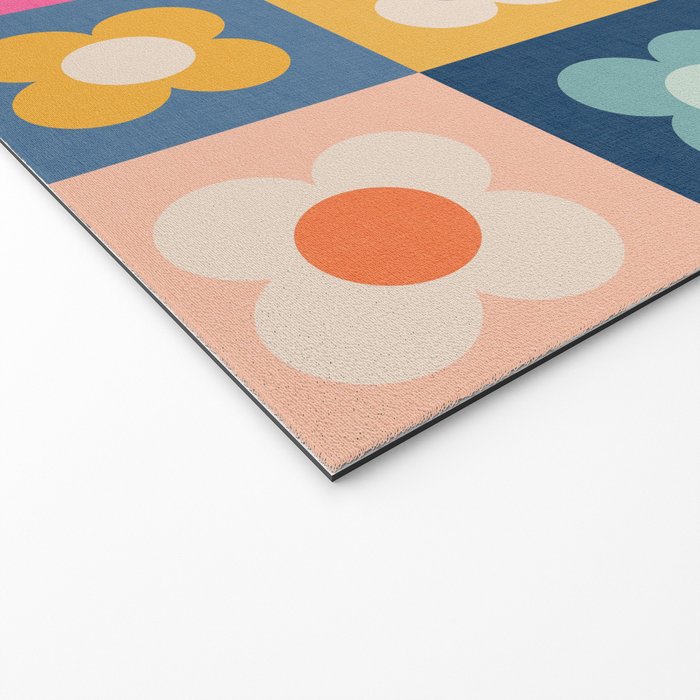 Floral checkerboard Welcome Mat Gallery Image 2