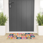 Floral checkerboard Welcome Mat Gallery Image 3